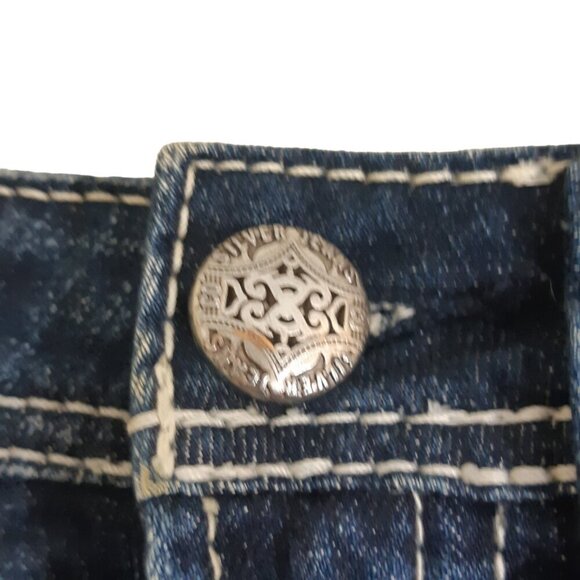 Silver Jeans Aiko NEW Mid Shorts Womens 24 Indigo Blue Distressed Fray Hem - Picture 3 of 7